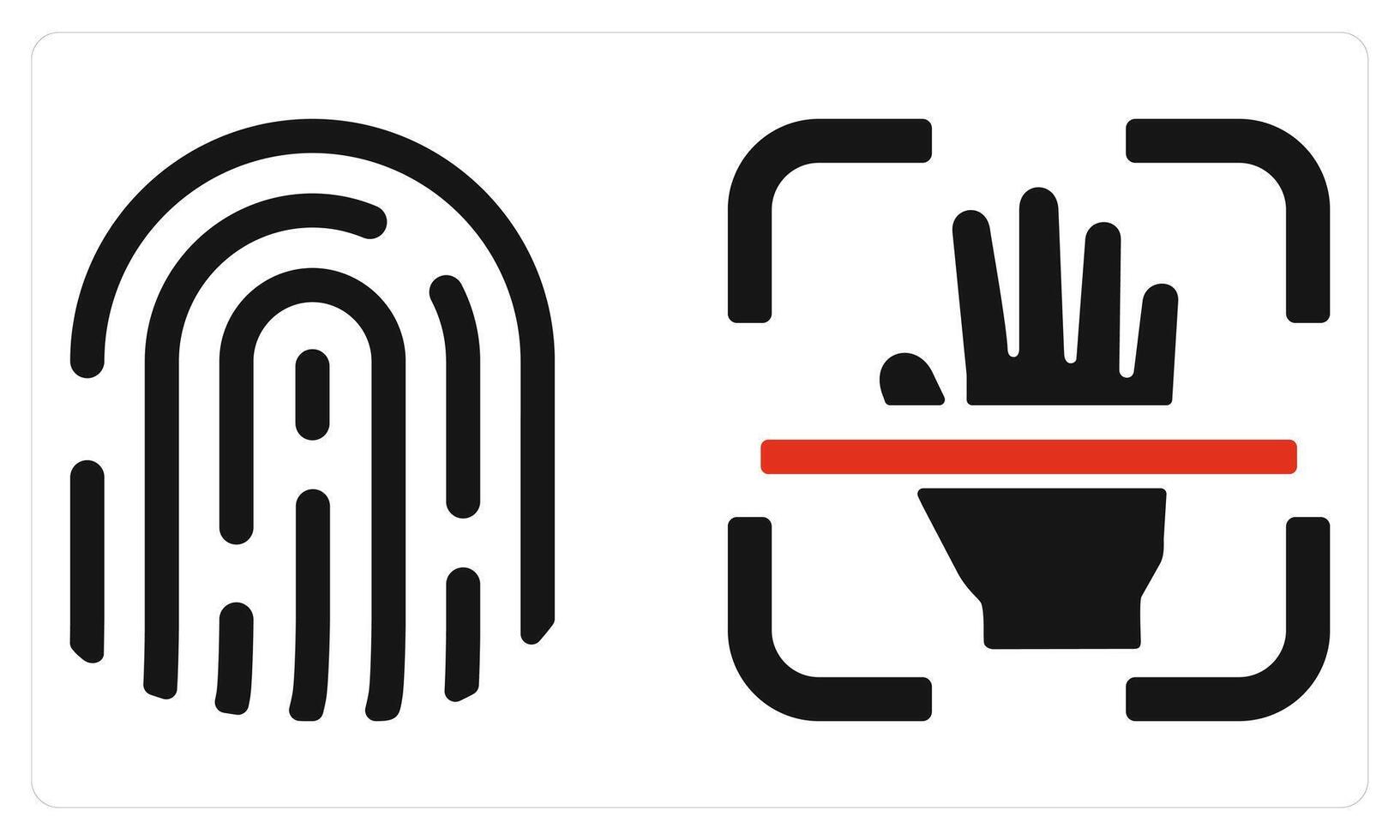 Fingerprint and Biometric Scan in red color vector