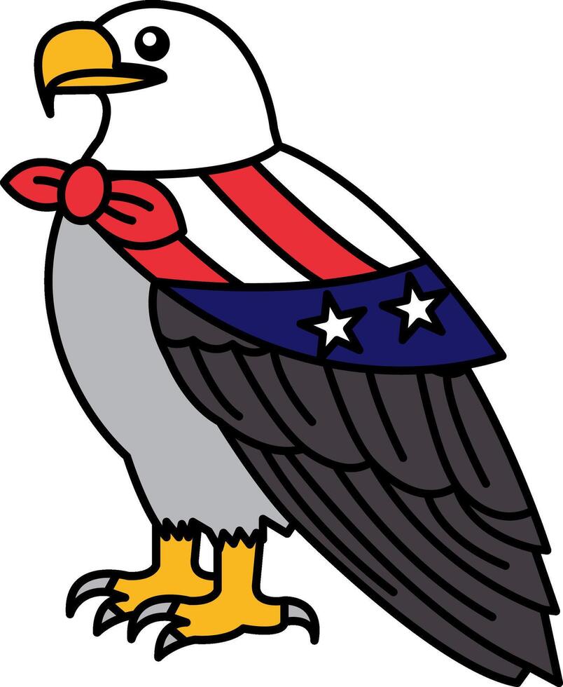 isolate illustration of Eagle in an American flag scarf vector