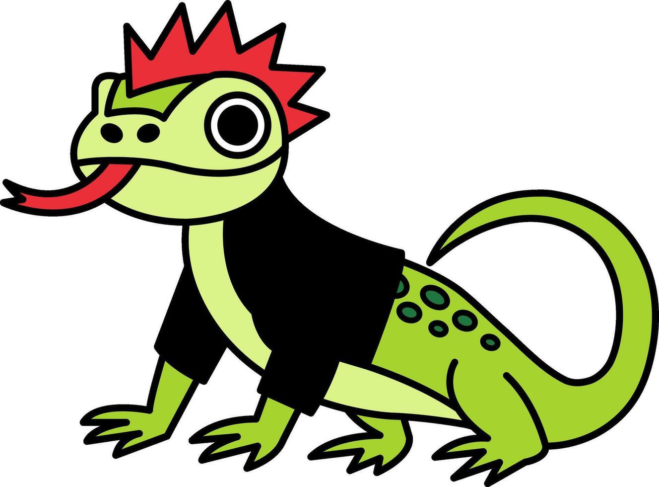 isolate illustration of The lizard has a spiked hairstyle vector