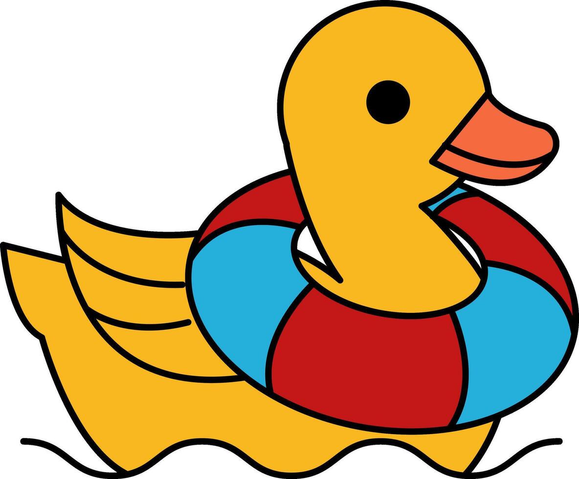 isolate illustration of Duck with swim ring vector