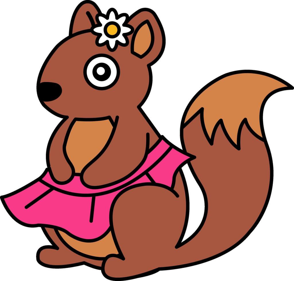 isolate illustration of Squirrel in a pink skirt vector