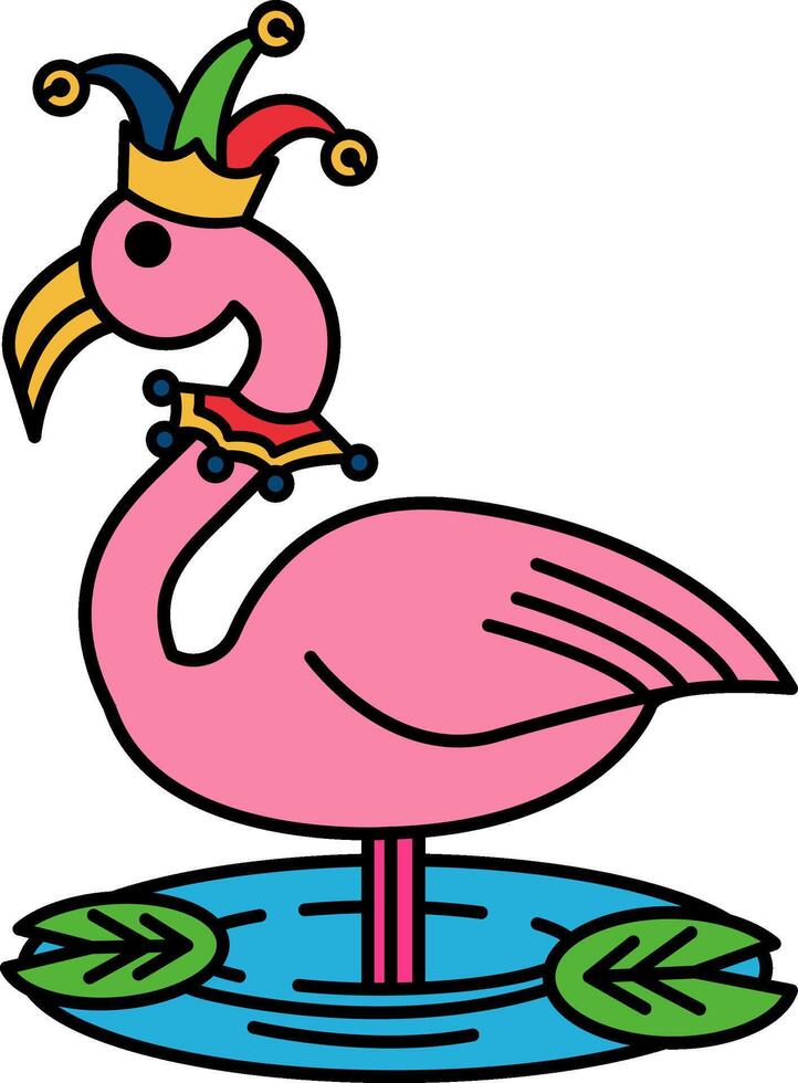 isolate illustration of Flamingo with clown hat vector