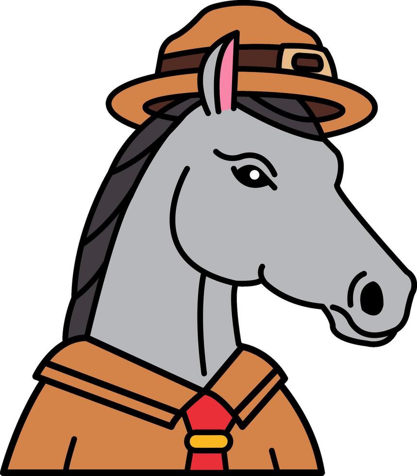 isolate illustration of Horse in a scout uniform vector