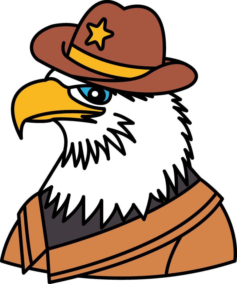 isolate illustration of Eagle in a cowboy uniform vector