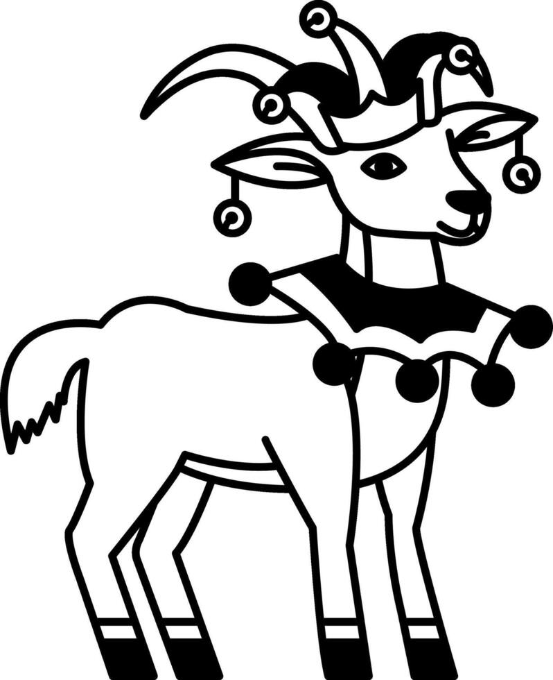 isolate black and white illustration of Goat wearing clown hat vector