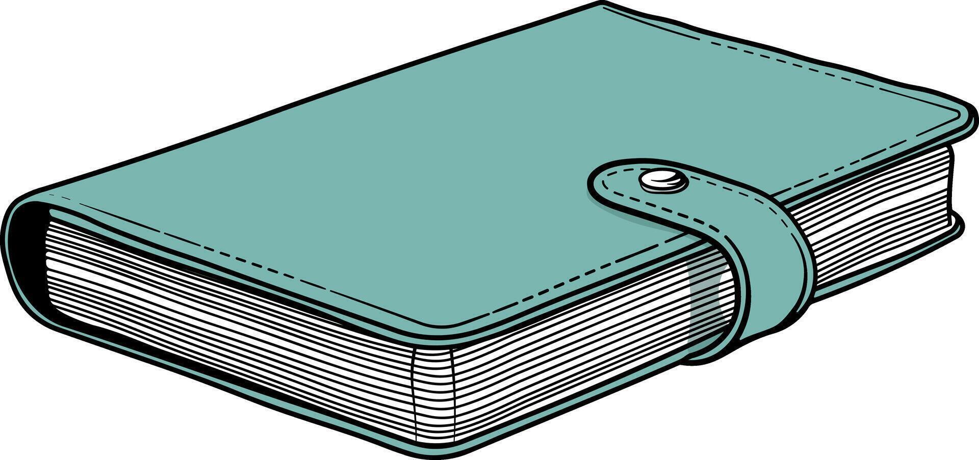 illustration turquoise notepad with clasp no background vector