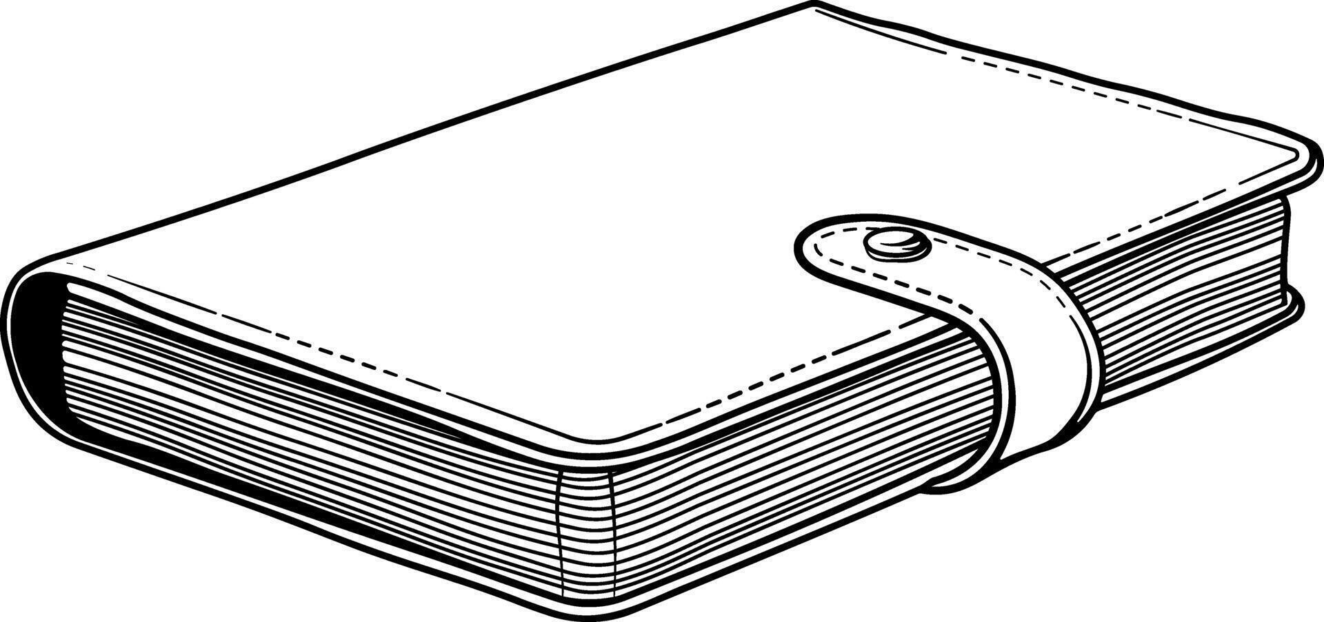 black and white notepad with clasp without background vector