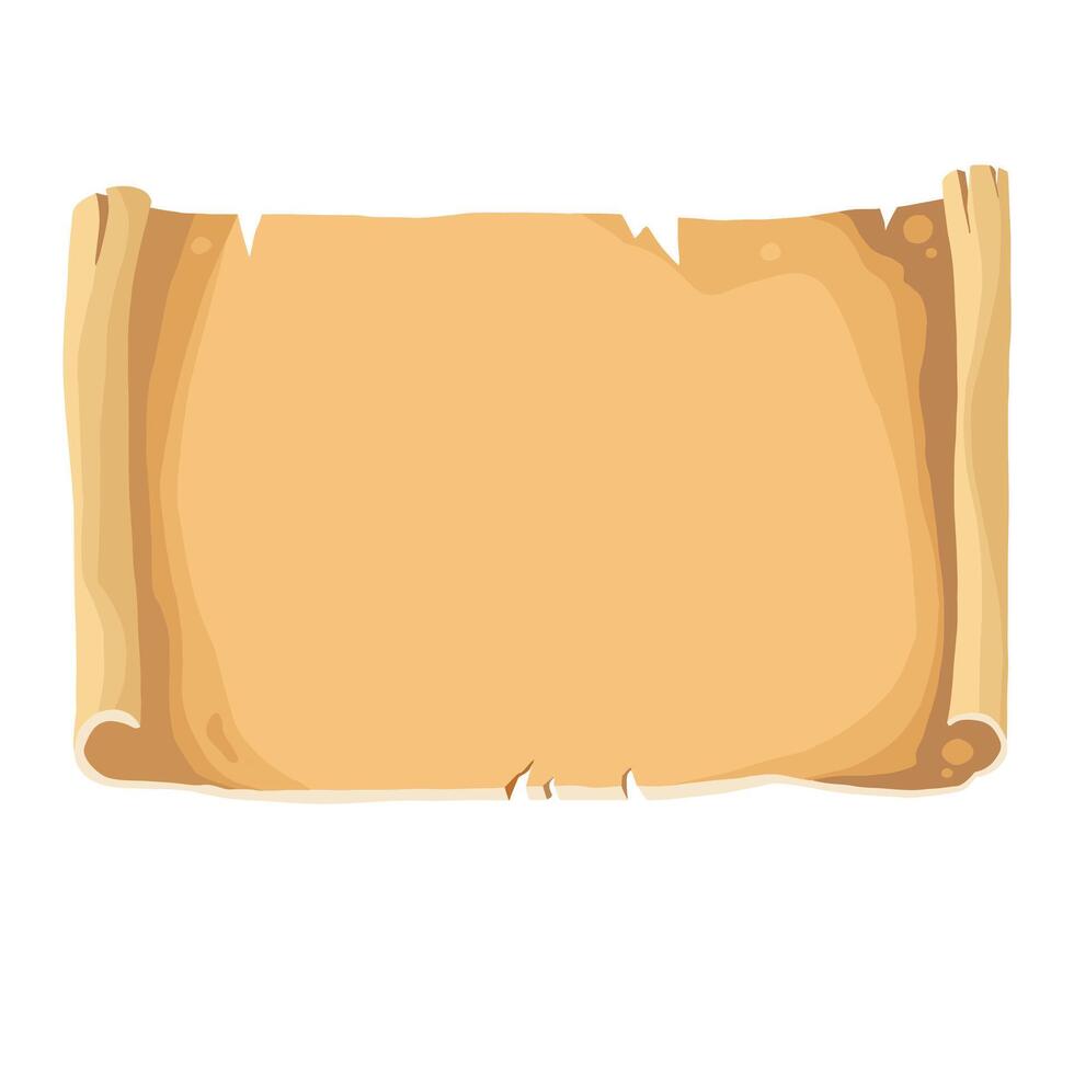 scroll unrolled roll of old paper colored cartoon hand drawn illustration vector