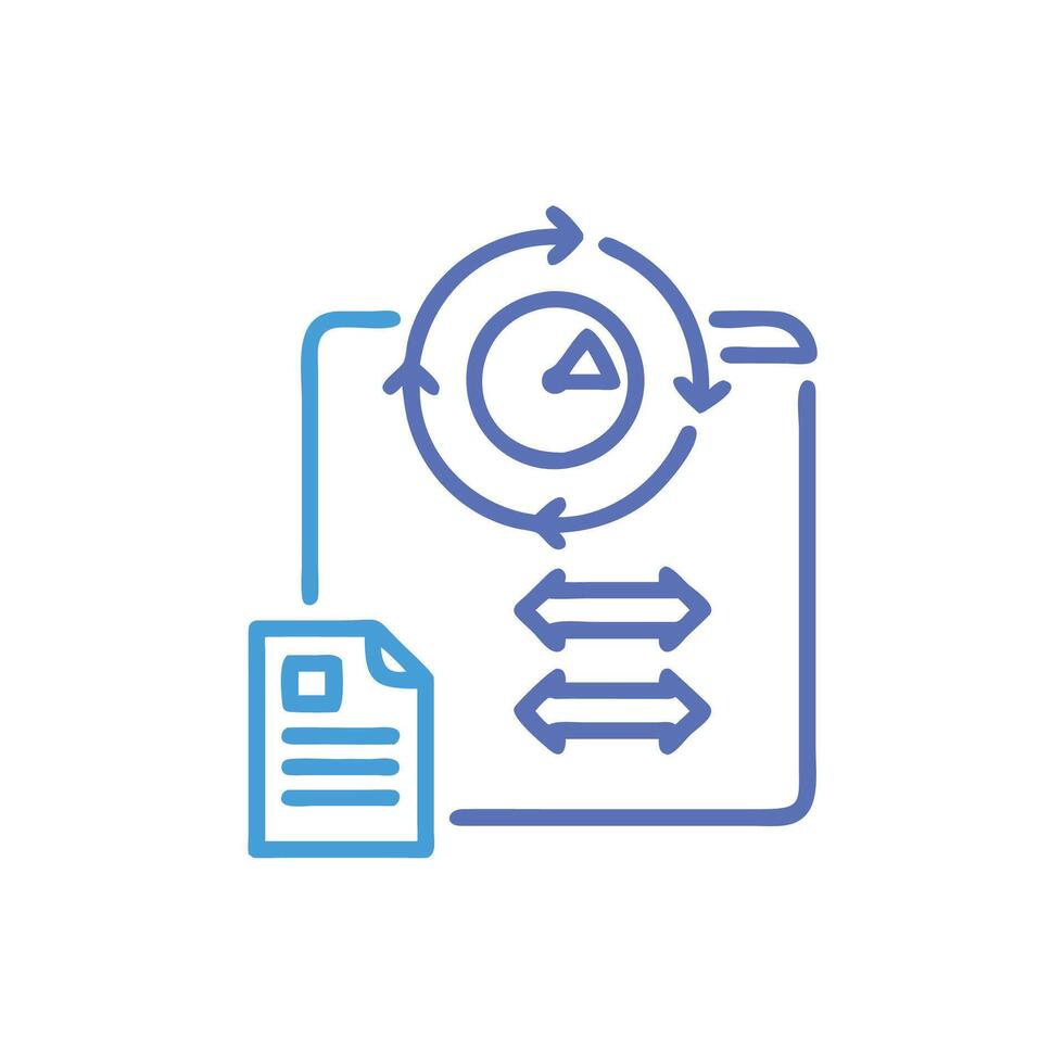 A file with a clock icon and a document vector