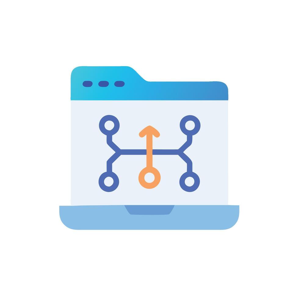 A laptop with a network icon on it vector