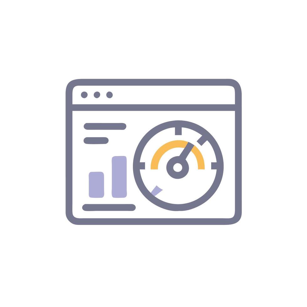 A web page with a speedometer icon vector