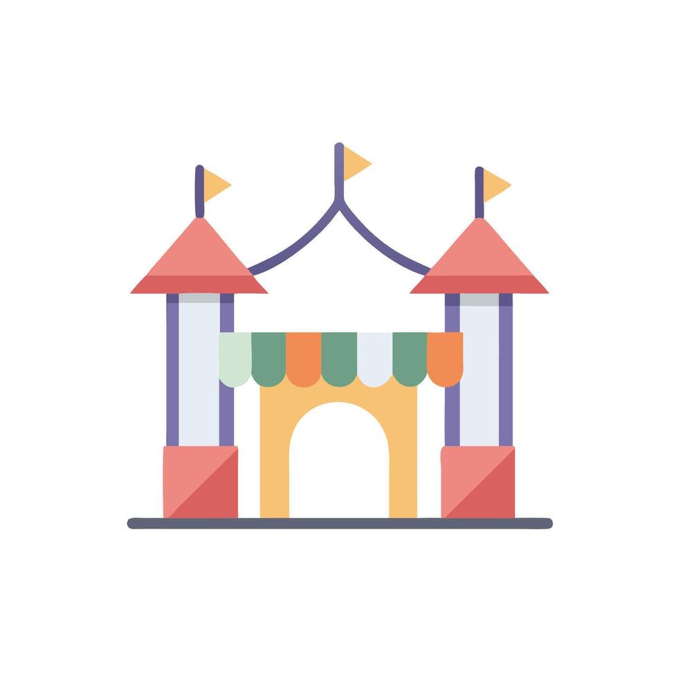 A colorful carnival building with flags and flags vector