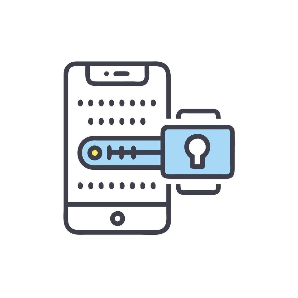 A phone with a lock on it and a key vector