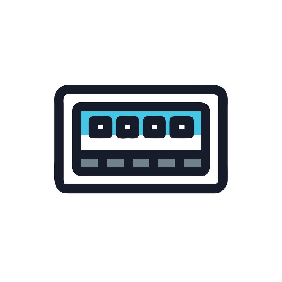 A black and blue icon of a computer monitor vector