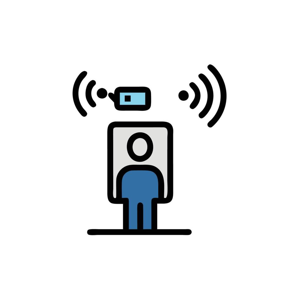 A person standing in front of a camera with a phone on top vector