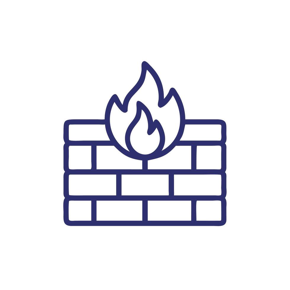 Firewall icon, line illustration, isolated on white background vector