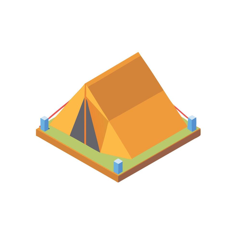 Camping tent isometric icon illustration vector