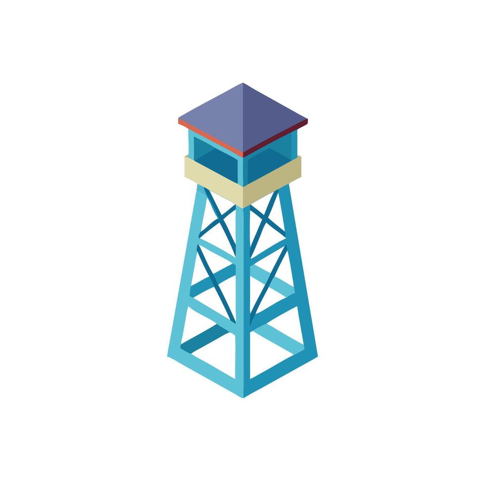 A blue tower with a blue roof and a red roof vector