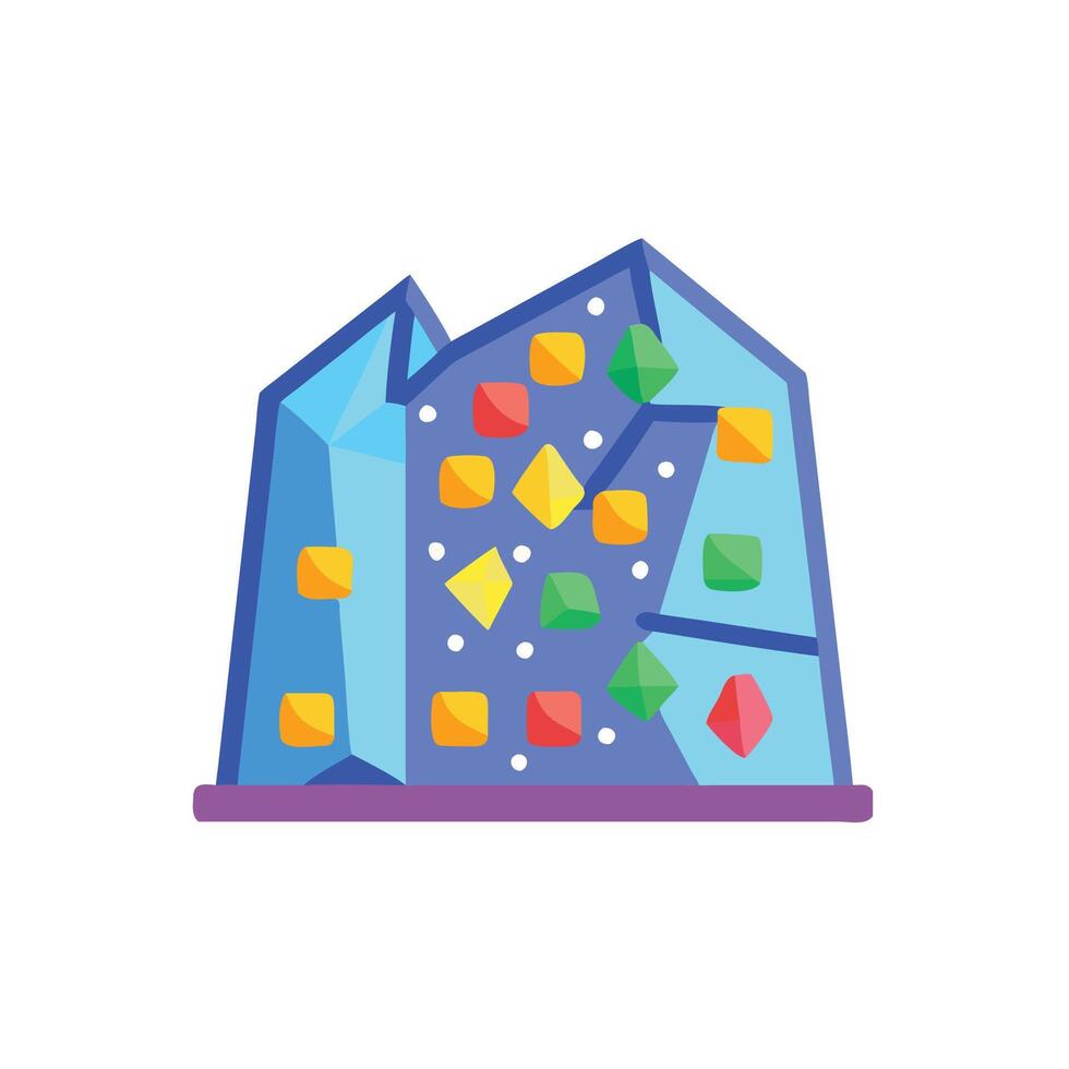Rock climbing wall with colorful cubes on it vector