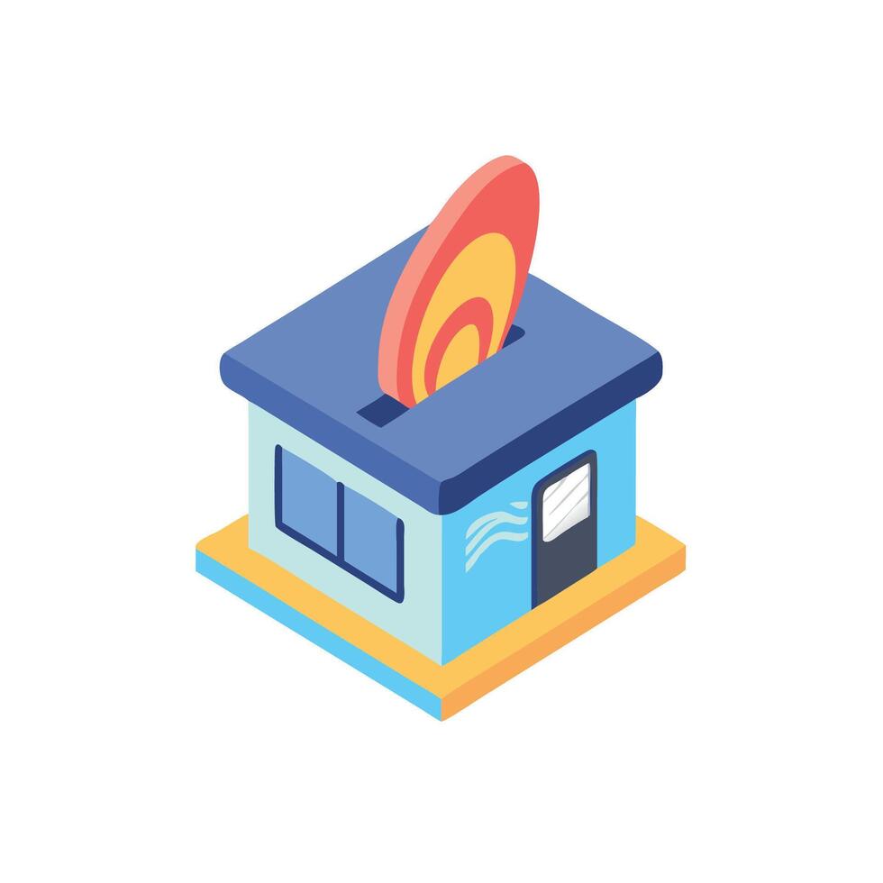 A small box with a fire inside vector