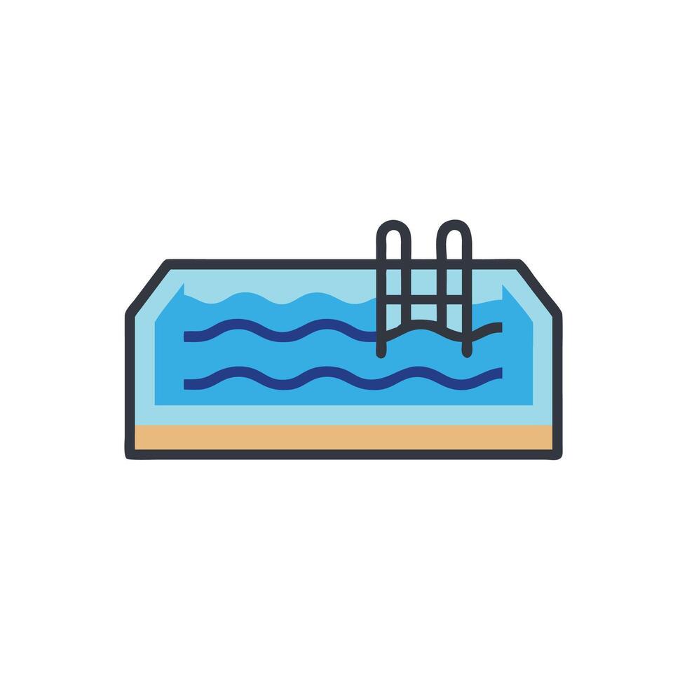A swimming pool with a ladder on top vector