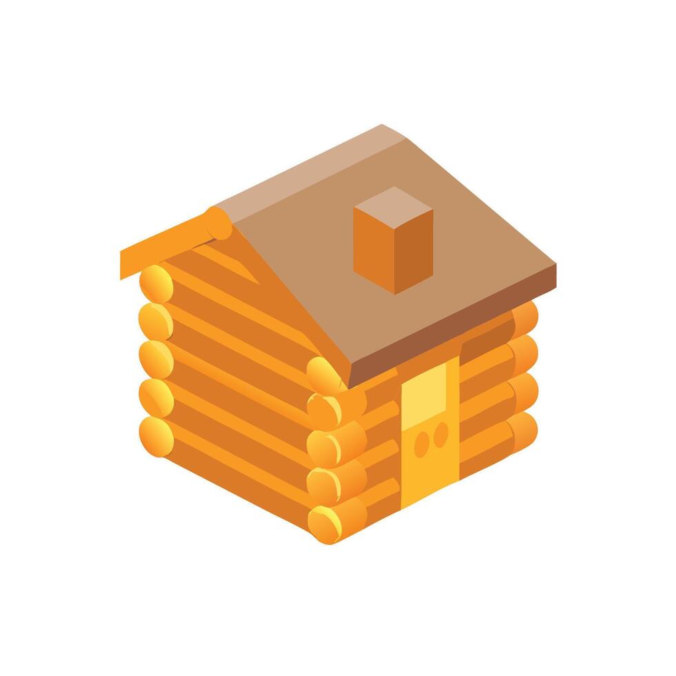Log cabin isometric icon vector
