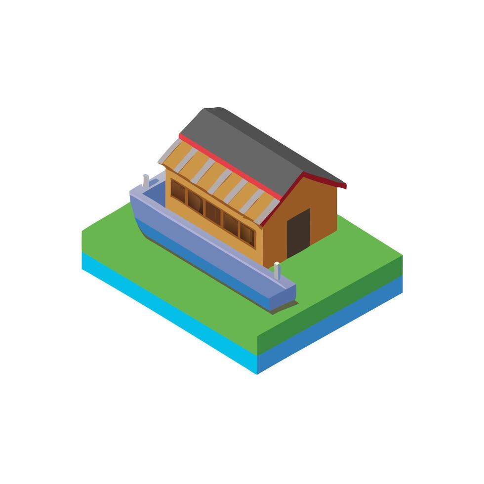 A small house with a roof on top of it vector