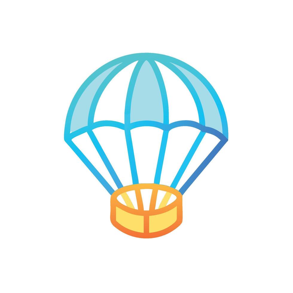 A parachute icon with a blue and orange color vector