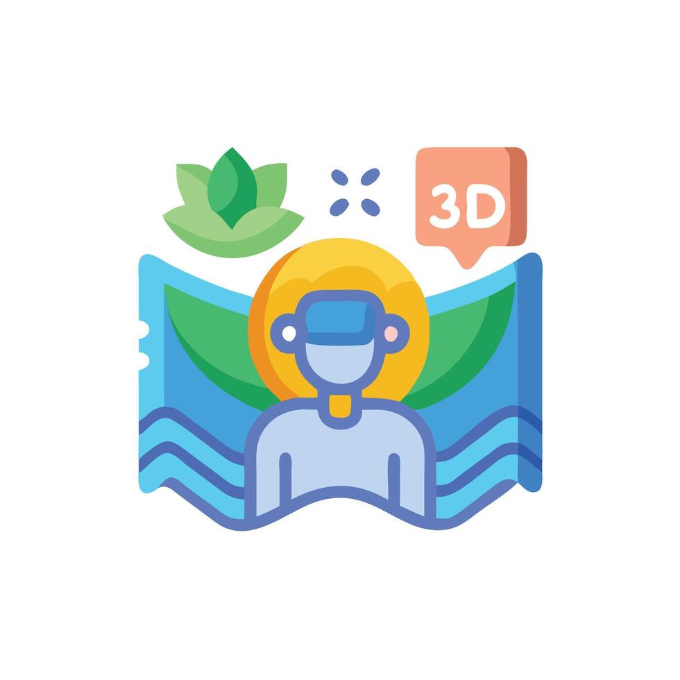 A person in a book with a 3d icon vector