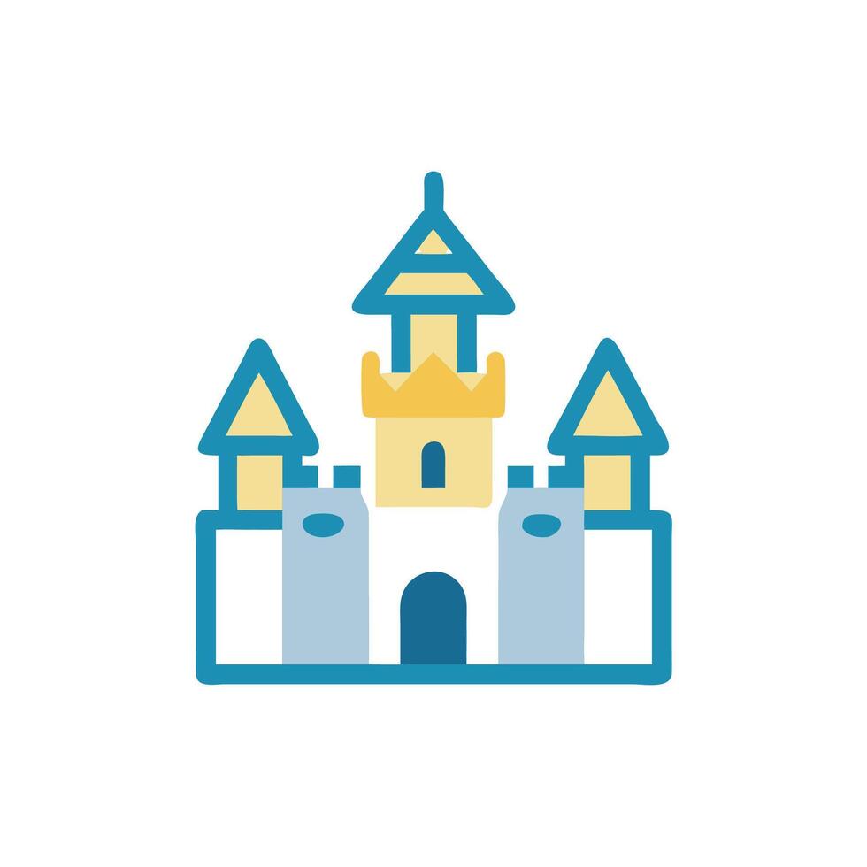A castle icon with a tower and a tower vector