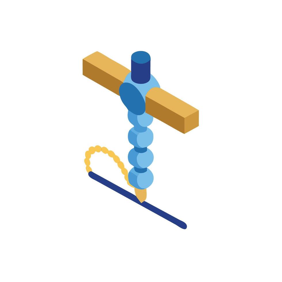 A blue and yellow object with a blue handle vector