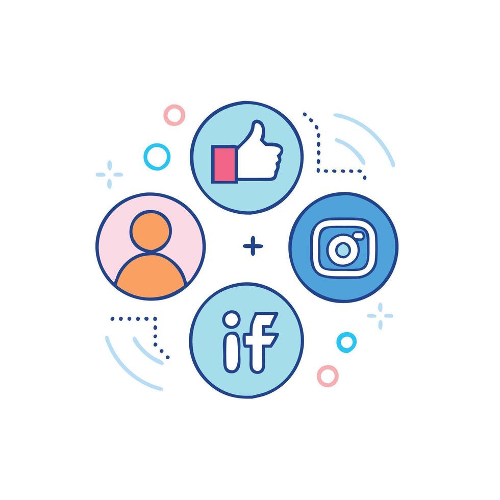 The icons for social media and instagram vector