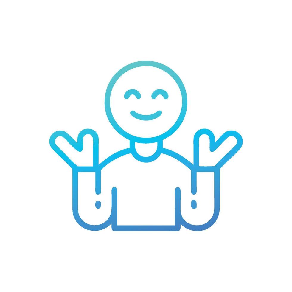 A man with two hands up and a smile vector