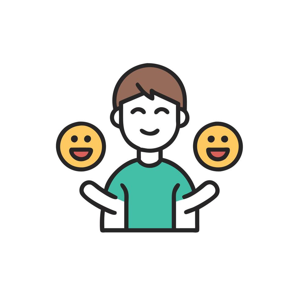 A man with two emoticions on his face vector