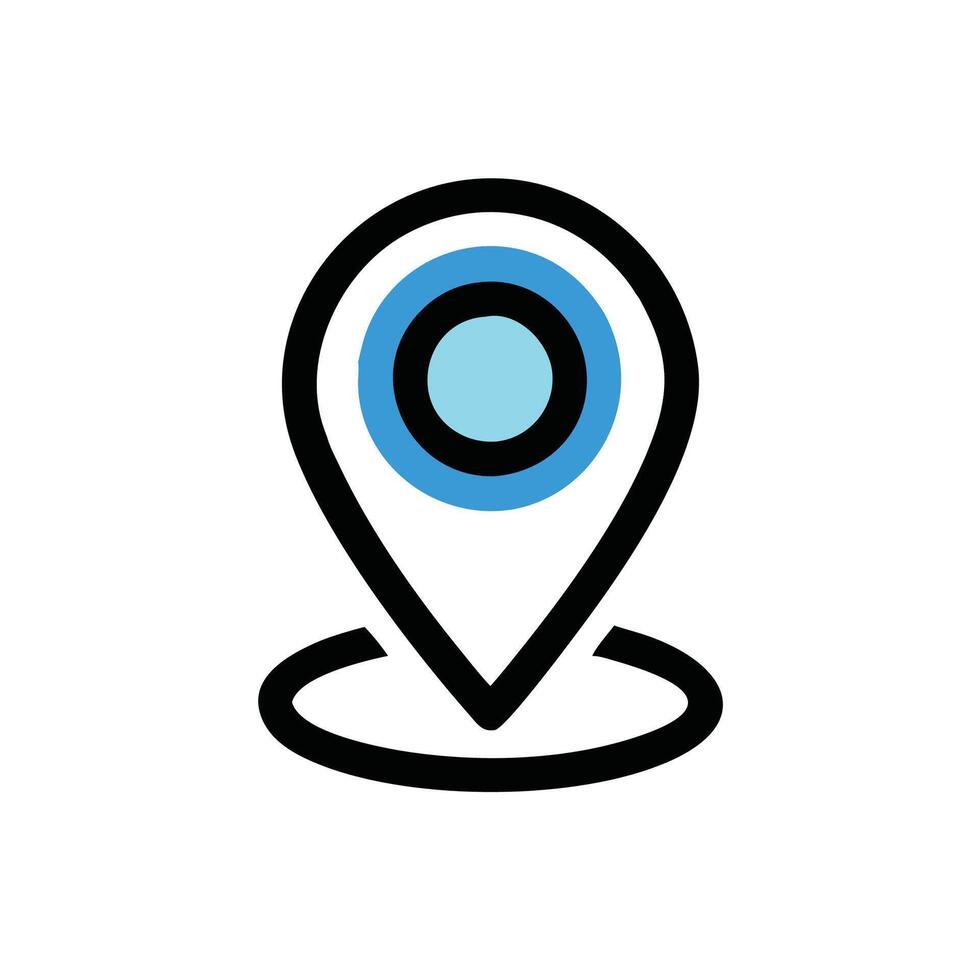 A location marker icon with a blue eye vector
