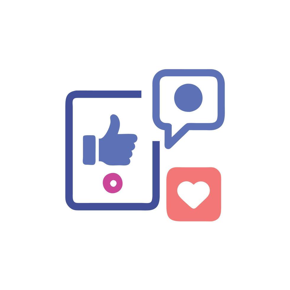 A facebook like button and a heart icon vector