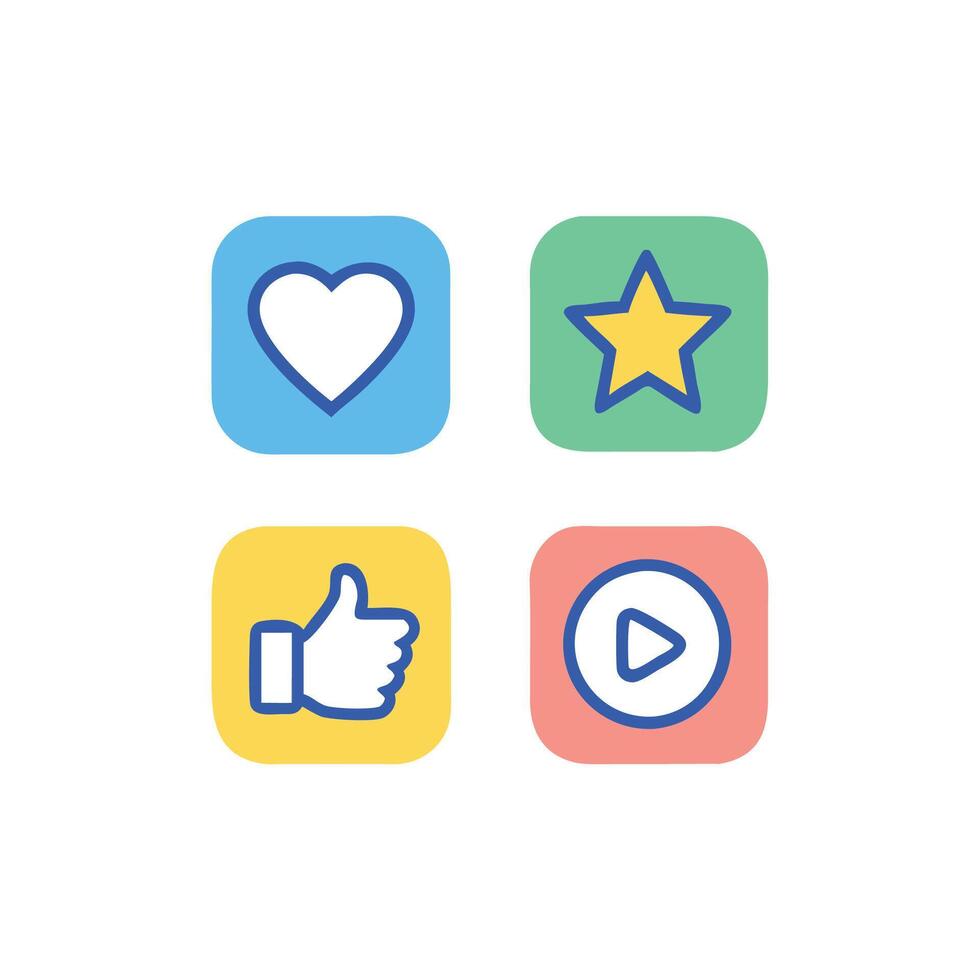 Four icons of different shapes and colors vector