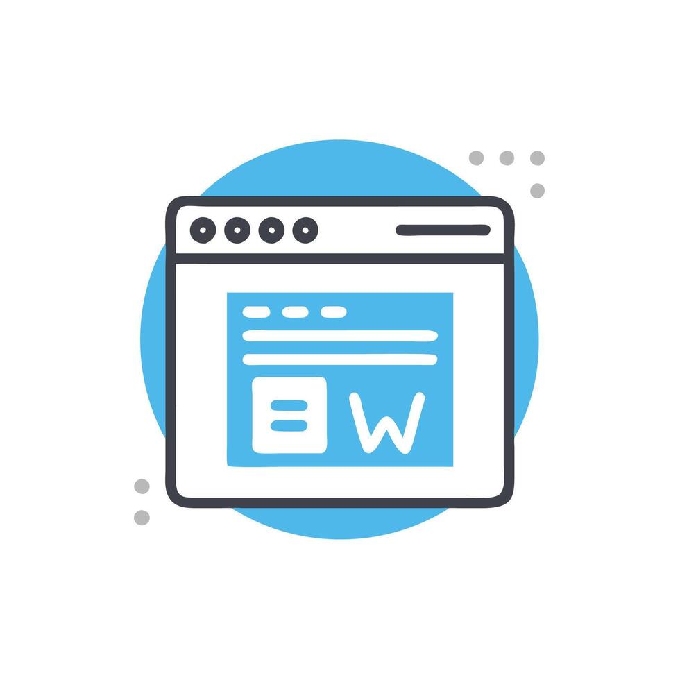 A web page with a blue background and a white icon vector