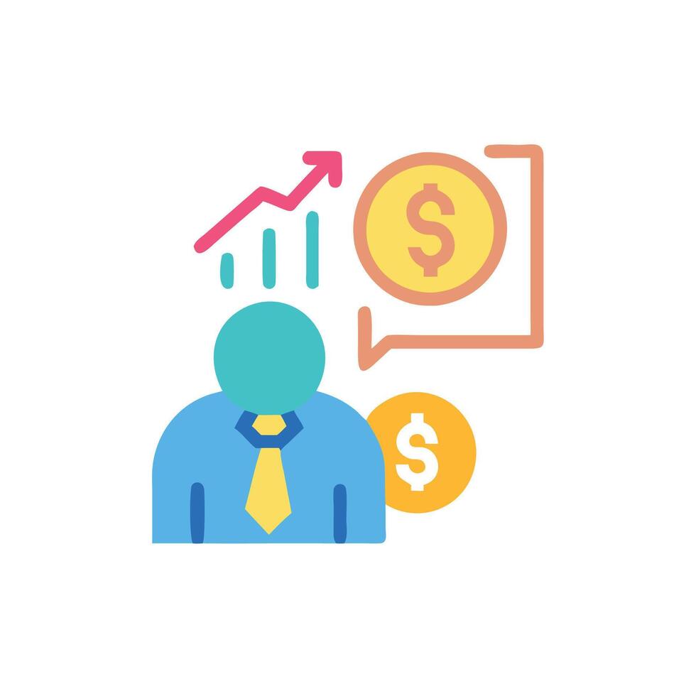 A man with a dollar sign and a dollar sign vector