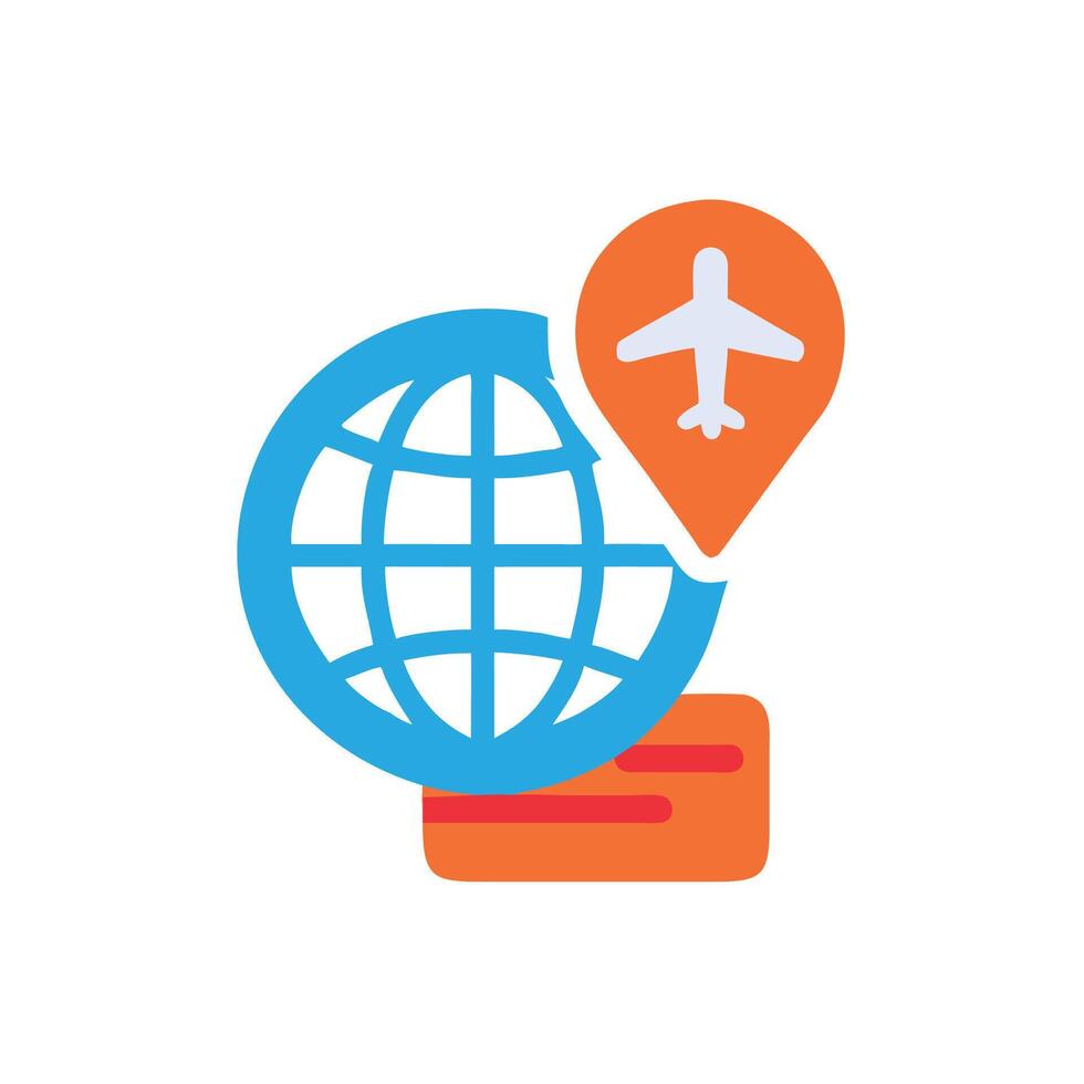 Travel icon with globe and plane illustration vector