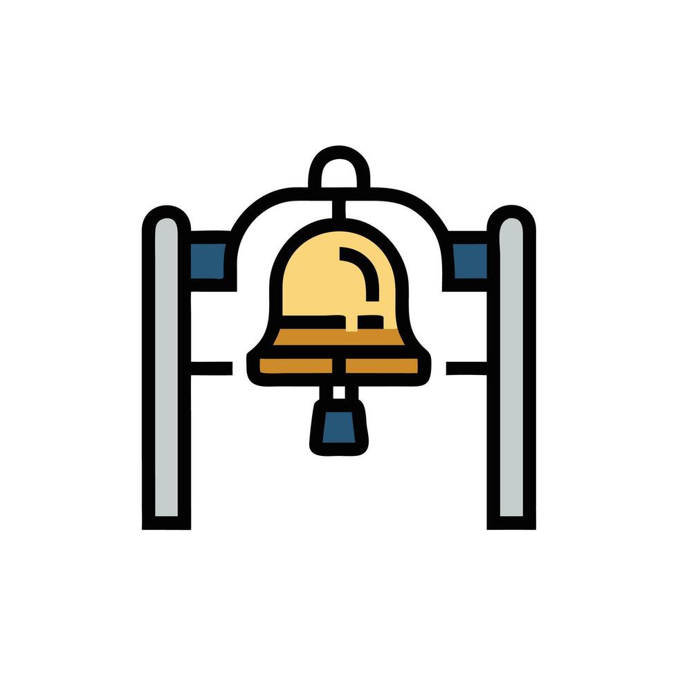 A bell is hanging from a pole in a line vector