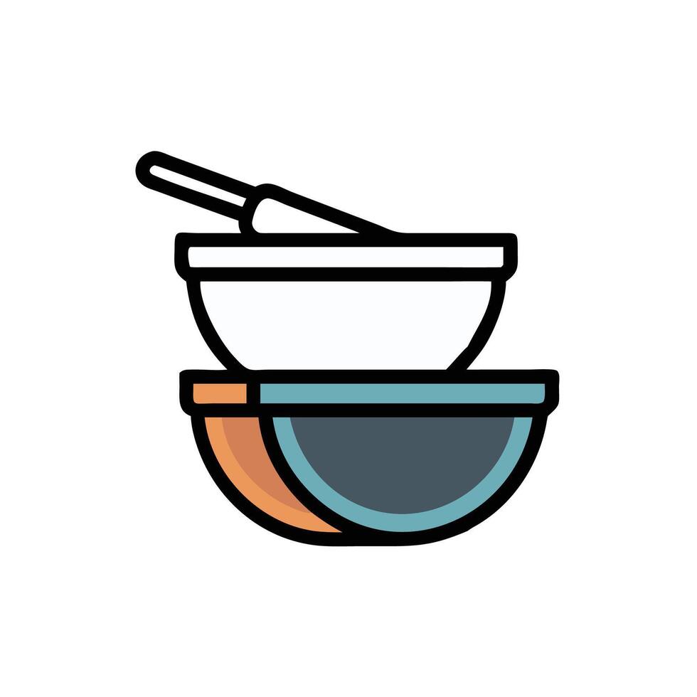 A bowl and spoon icon on a white background vector