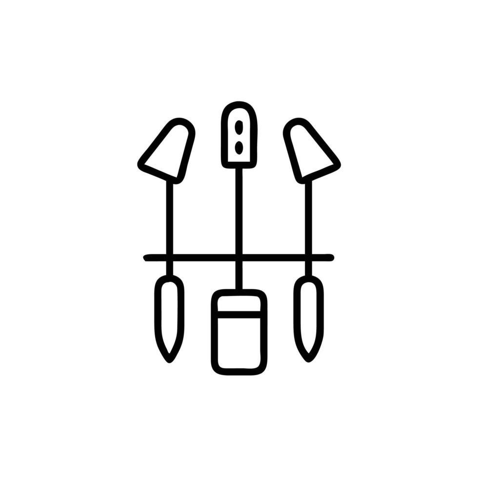 A black and white line drawing of a knife and fork vector