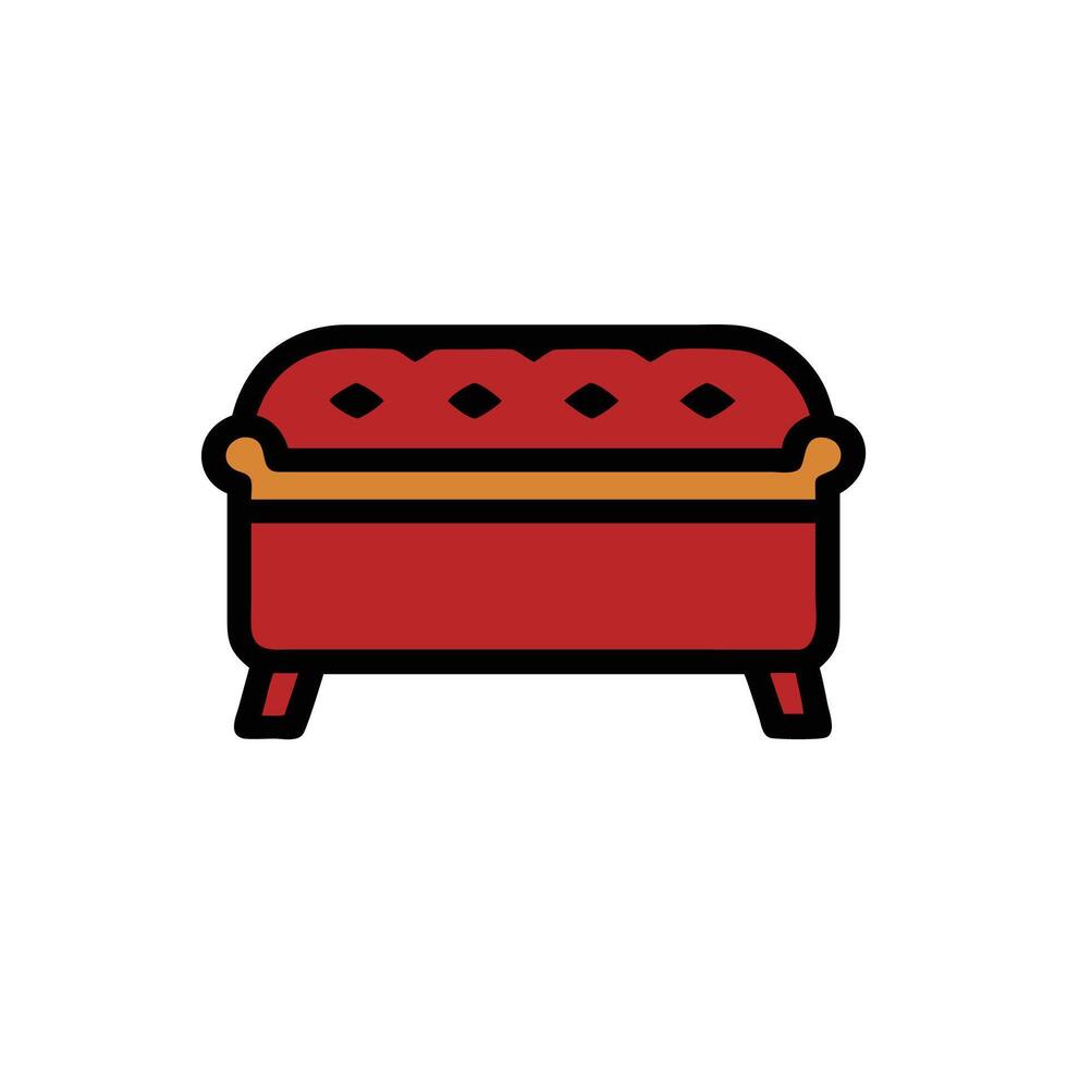 A red couch on a white background vector