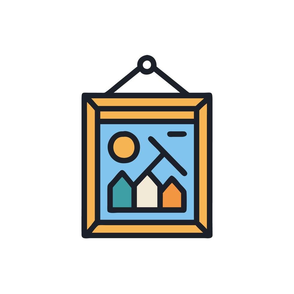 A picture frame with a house on it vector