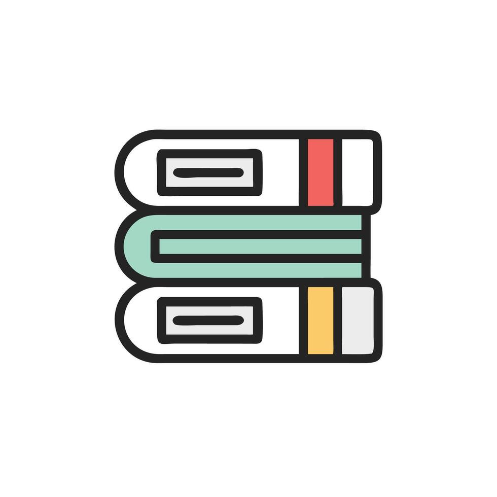 A stack of books with a colorful border vector
