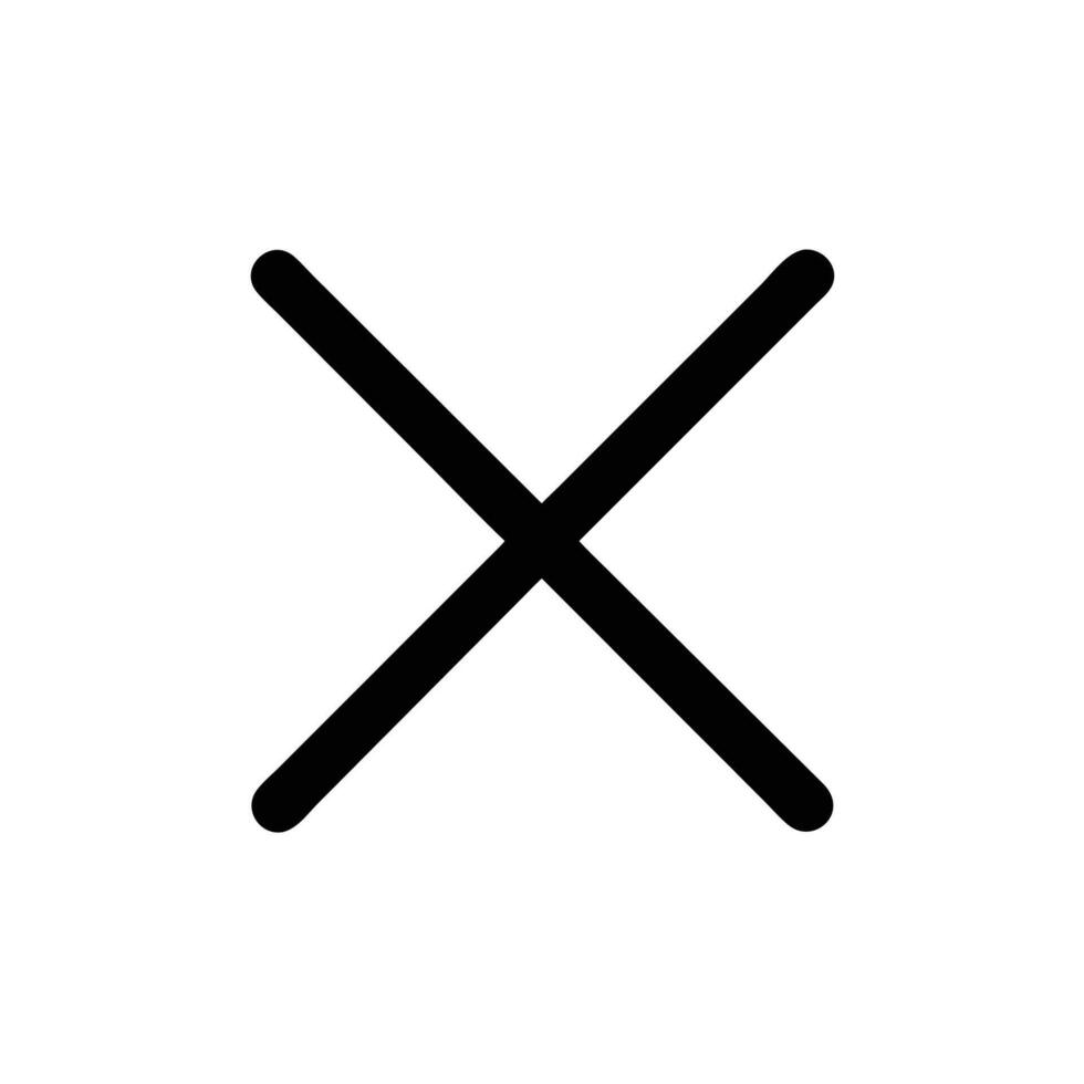 Cross icon on white background, black and white vector