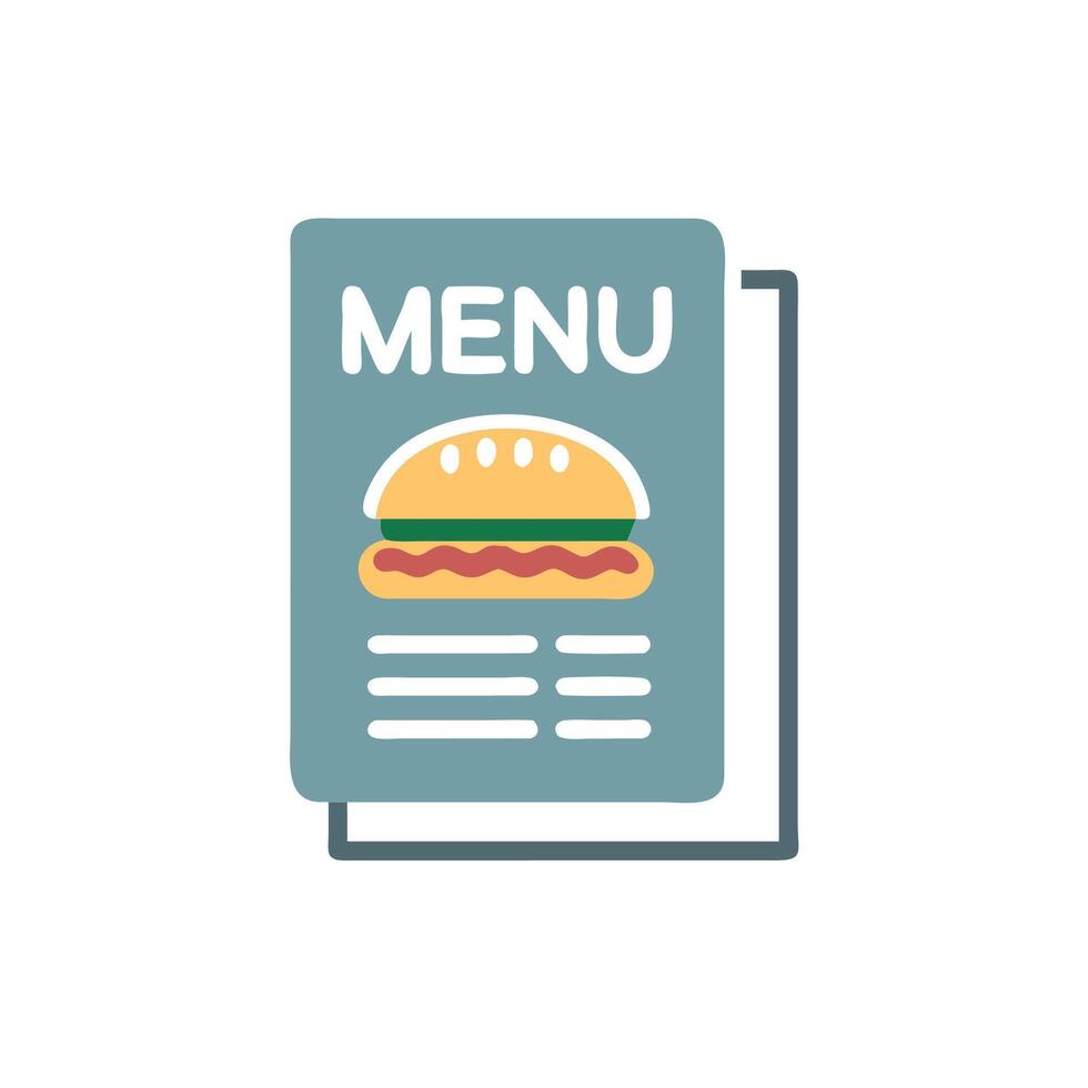 A hamburger is shown on a menu vector