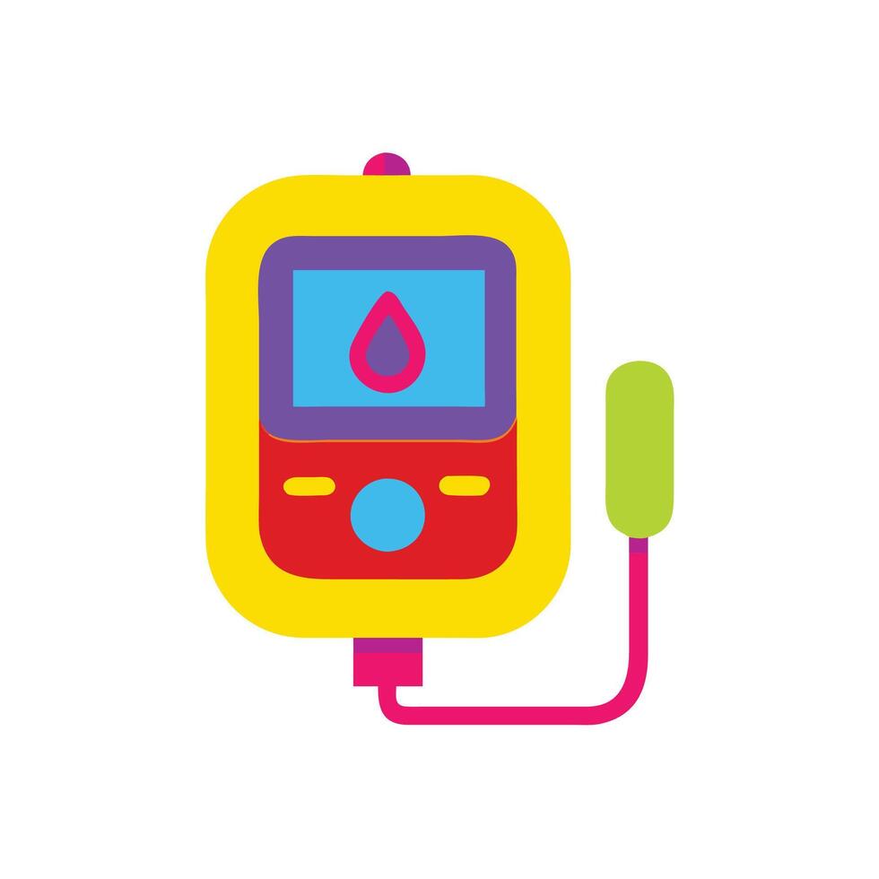 A colorful electronic device with a blood drop on it vector