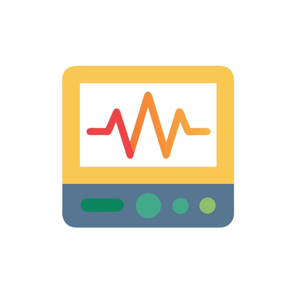 A flat icon of a monitor with an ecg line vector